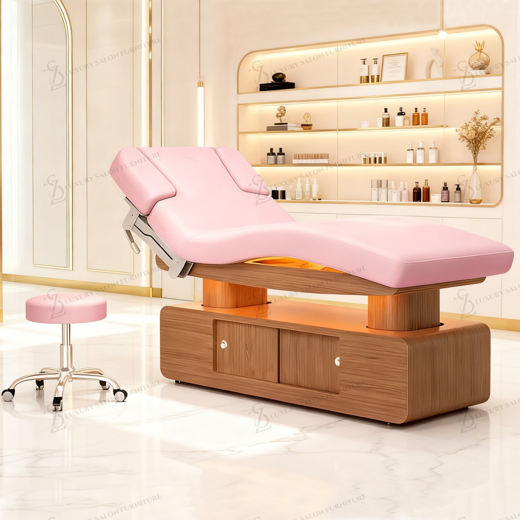 Spa Wellness Beauty - Cama de belleza rosa de lujo